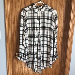 H&M Long Plaid Top